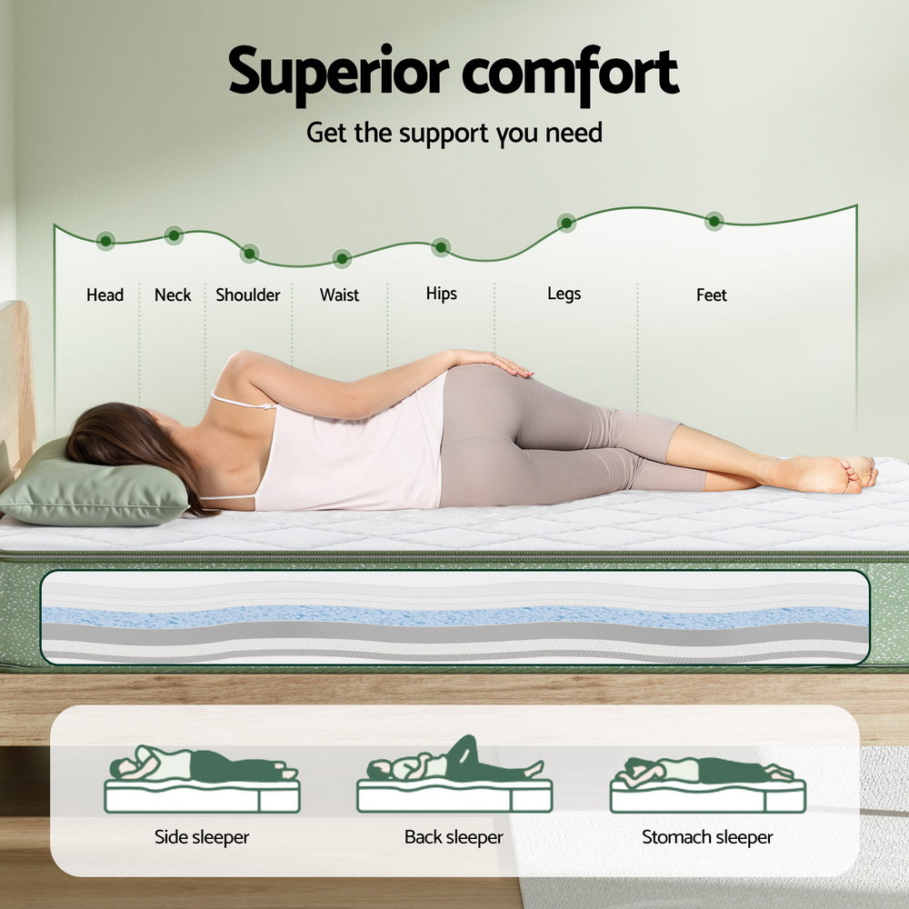 25cm Memory Foam Mattress Dual Layer Zipper Cover Cool Charcoal Foam Mattresses Single