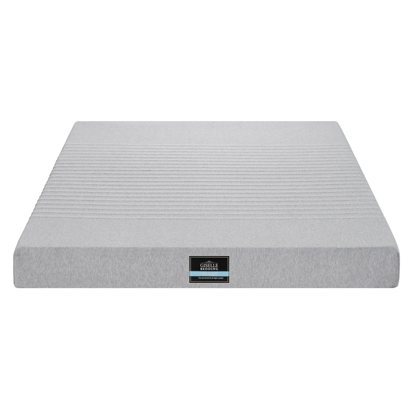 Cool Gel Memory Foam Mattress Charcoal 7-Zone Washable Bamboo Cover 15cm Double in gray fabric top view