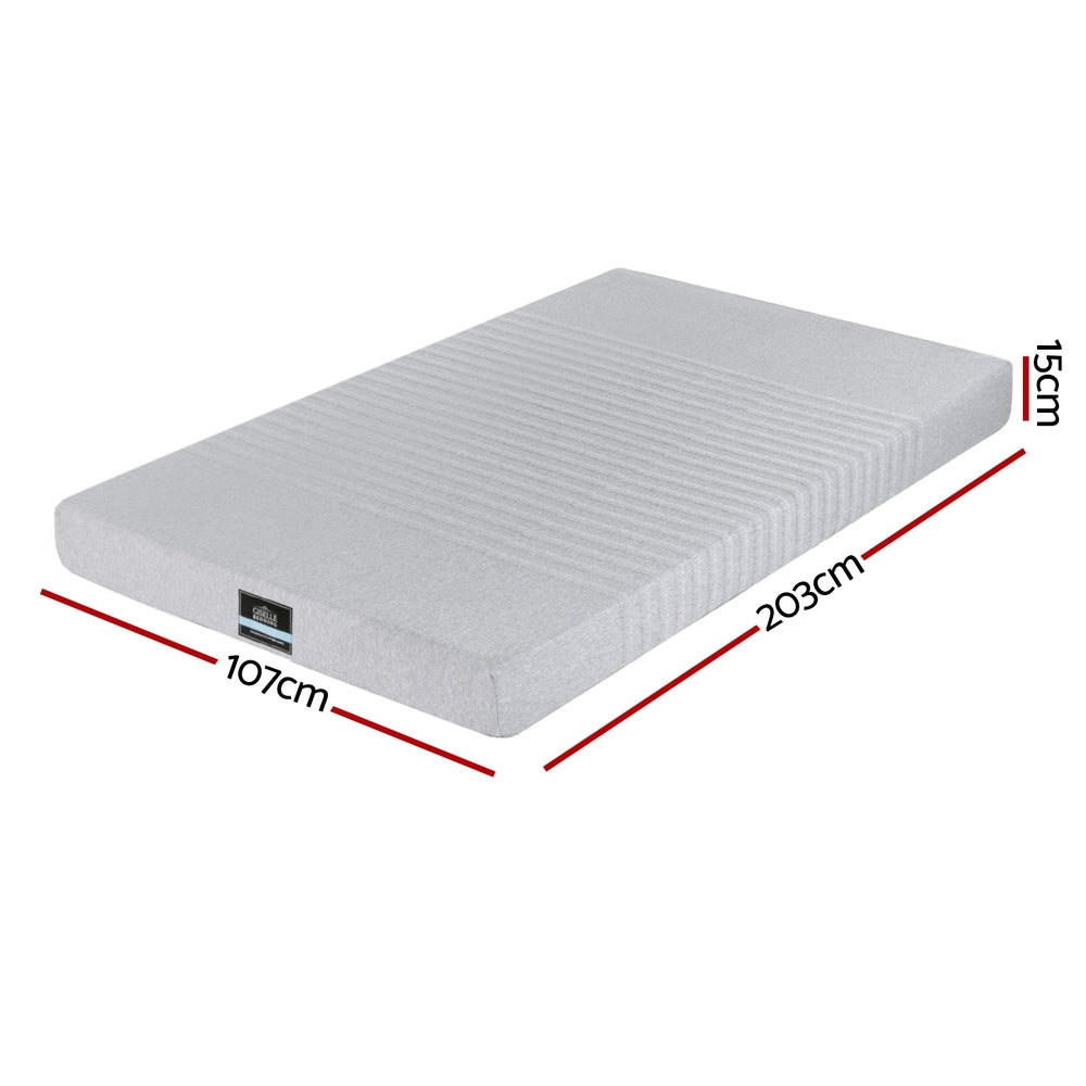 Cool Gel Memory Foam Mattress Charcoal 7-Zone Washable Bamboo Cover 15cm King Single