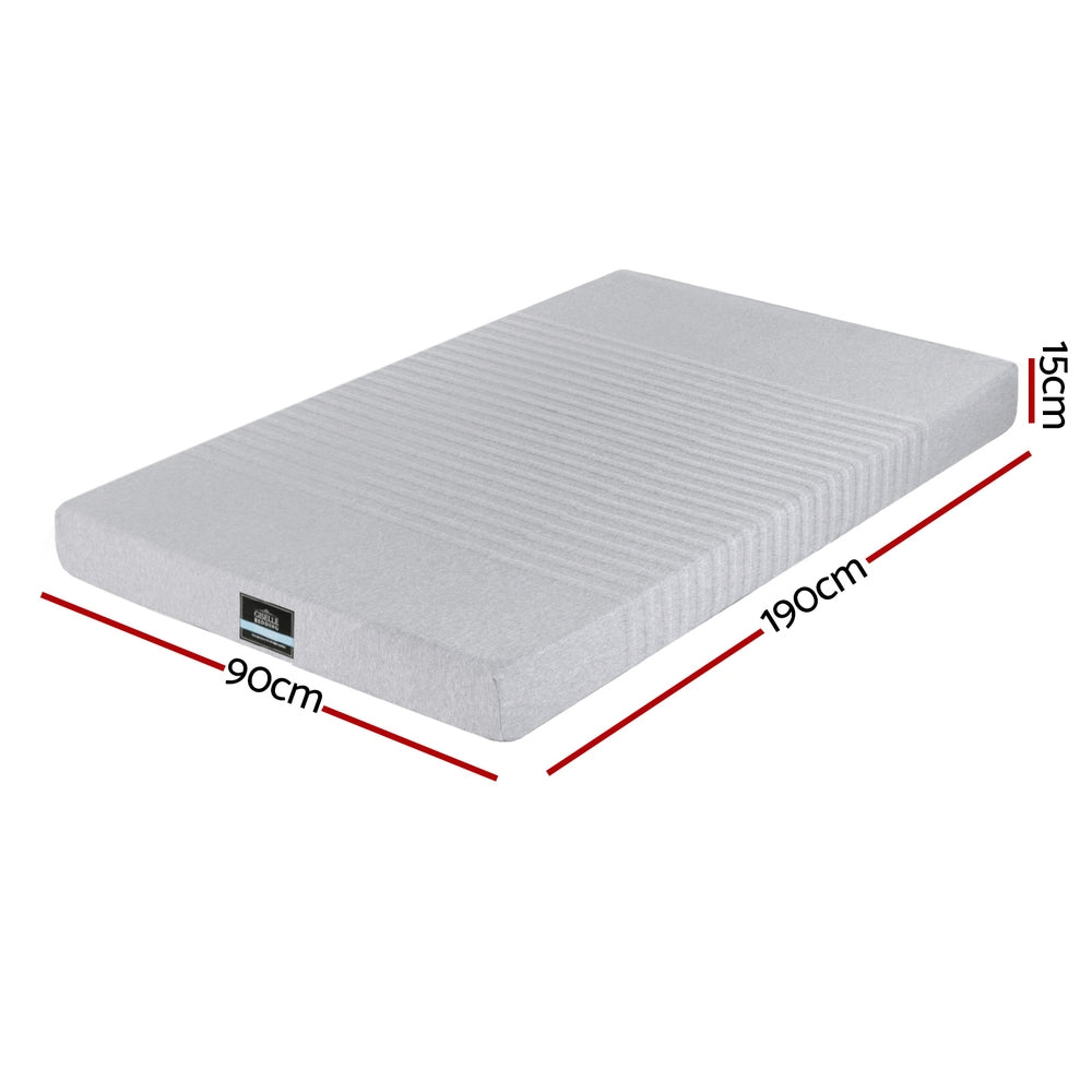 Cool Gel Memory Foam Mattress Charcoal 7-Zone Washable Bamboo Cover 15cm Single