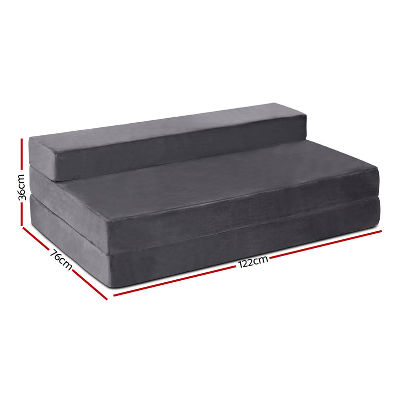 Double Size Folding Foam Mattress Portable Bed Mat Velvet Dark Grey-3
