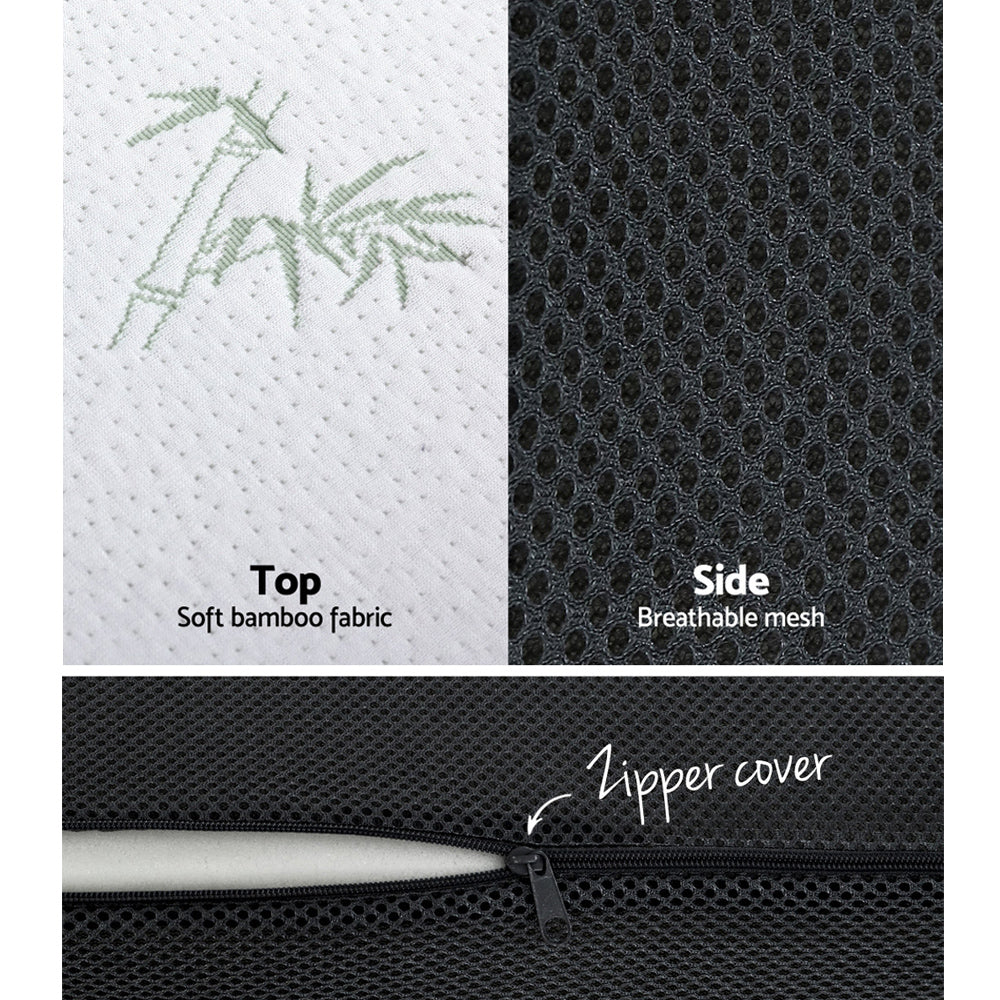 Close-up of soft bamboo fabric top and breathable mesh side with zipper cover on Portable Mattress Folding Foldable Foam Floor Bed Tri Fold 180cm