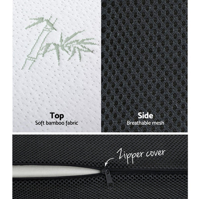Close-up of soft bamboo fabric top and breathable mesh side with zipper cover on Portable Mattress Folding Foldable Foam Floor Bed Tri Fold 180cm