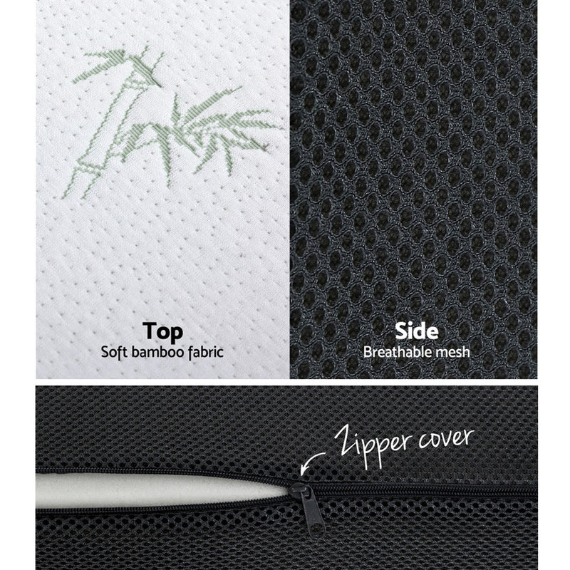Close-up of soft bamboo fabric top and breathable mesh side with zipper cover on Portable Mattress Folding Foldable Foam Floor Bed Tri Fold 180cm