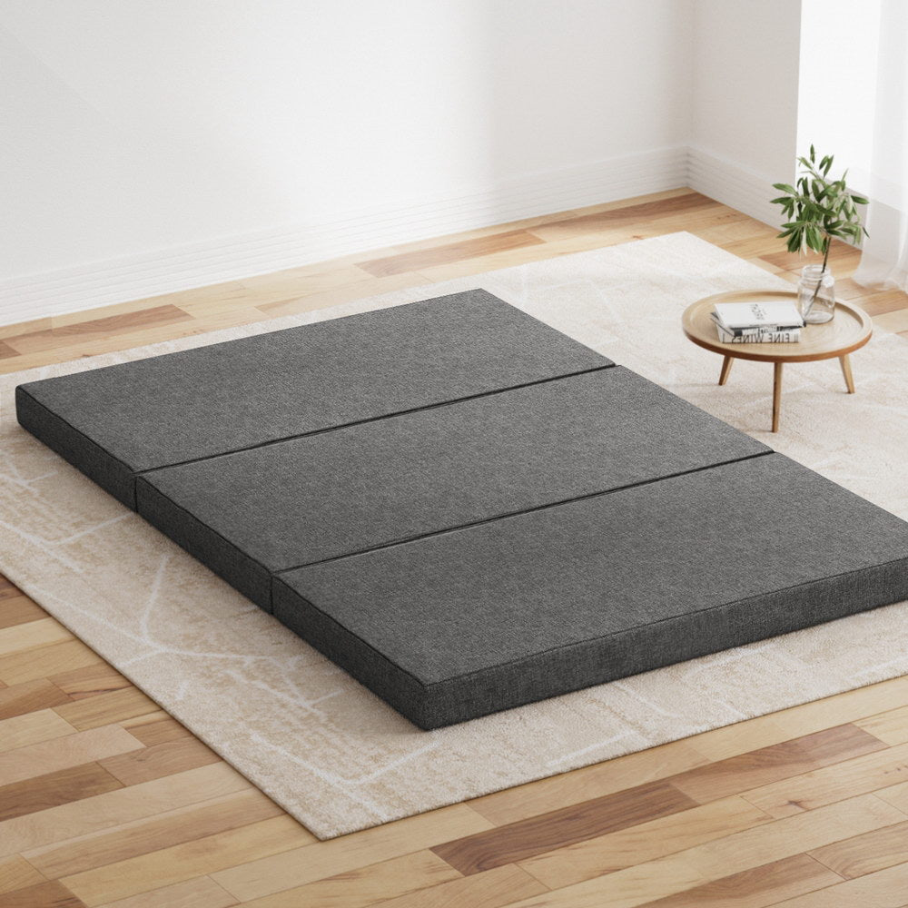 Double Size Folding Foam Mattress Portable Bed Mat Dark Grey
