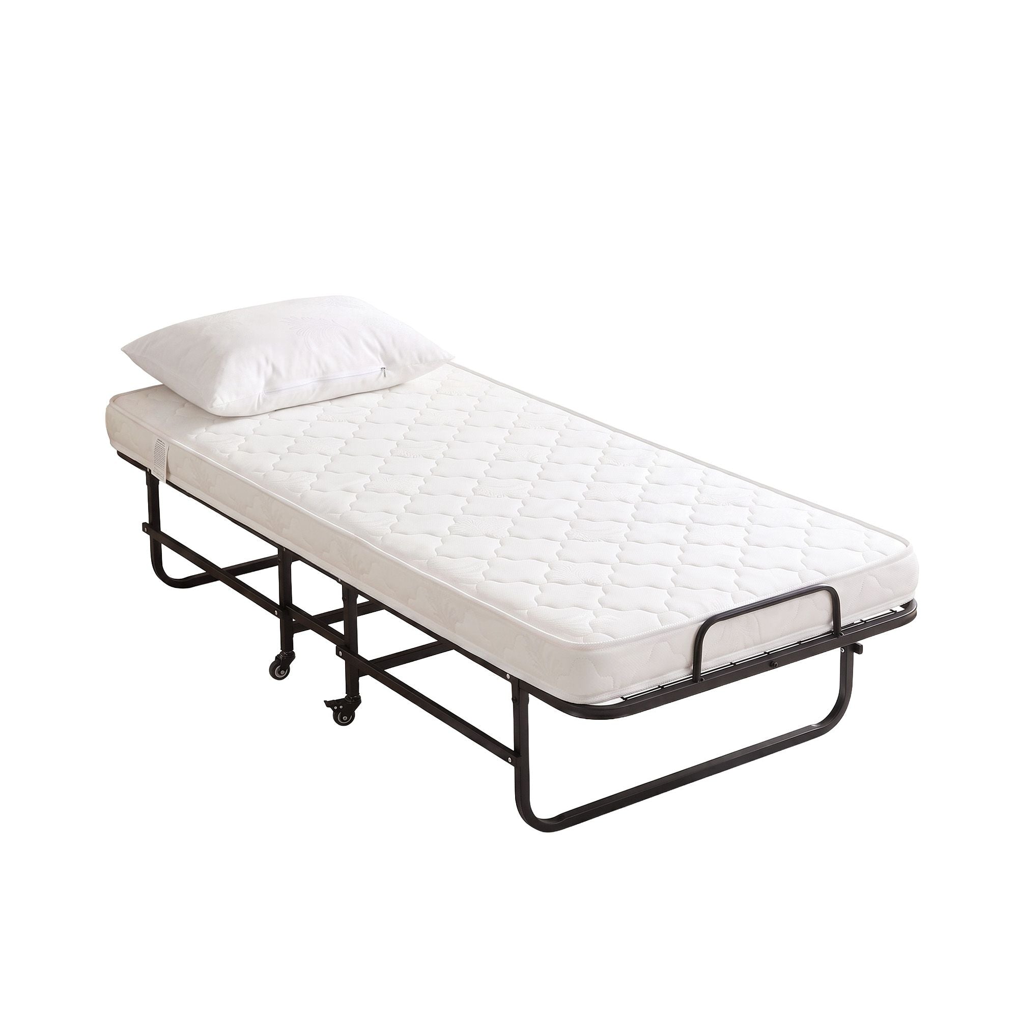 Folding Bed with Mattress, Portable Rollaway 150kg Capacity 190CM