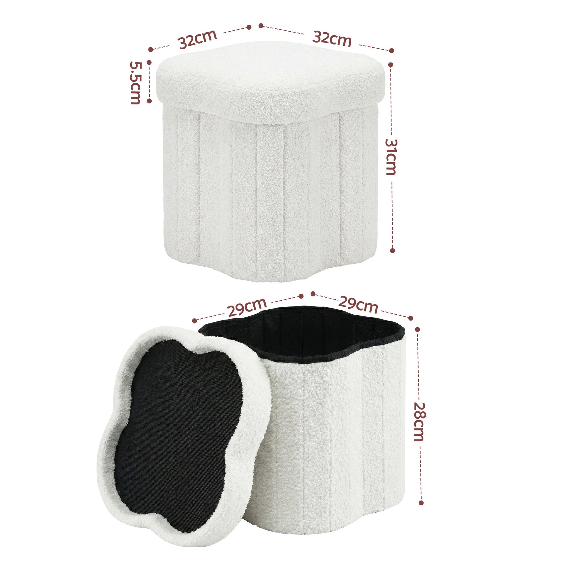Storage Ottoman Foot Stool Foldable White
