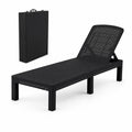 Sun Lounge Outdoor Folding Recliner Patio Pool Beach Chair Rattan Black