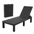 Sun Lounge Outdoor Folding Recliner Patio Pool Beach Chair Slatted Black