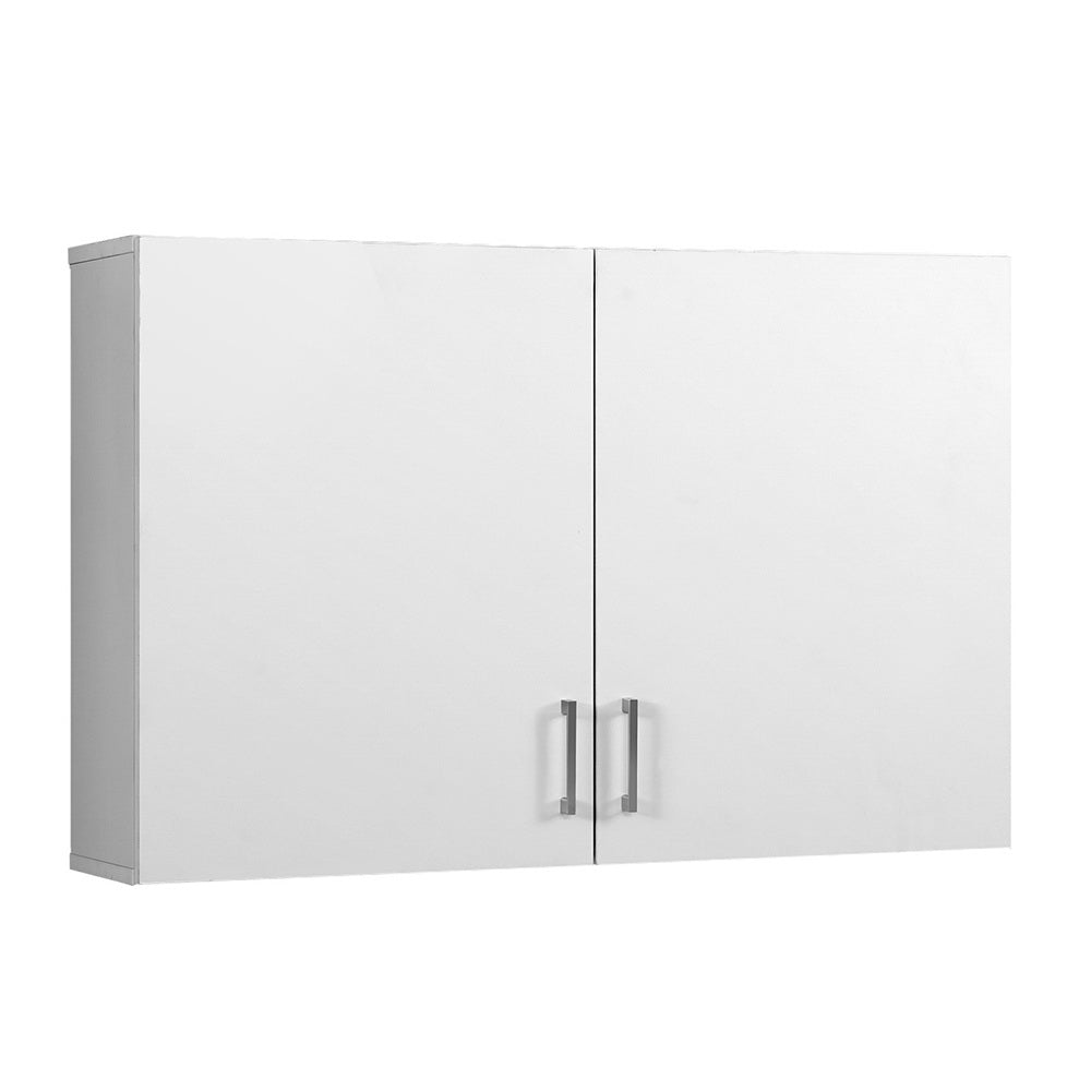 Bathroom Storage Cabinets 900mm Wall Mounted Medicine Cabinet Cupboard in white with two doors and silver handles on white background