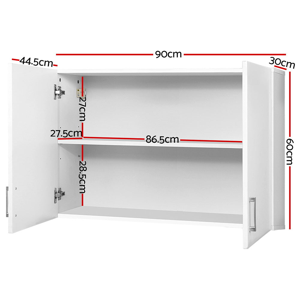 Bathroom Storage Cabinets 900mm Wall Mounted Medicine Cabinet Cupboard with white finish and internal shelves displaying dimensions