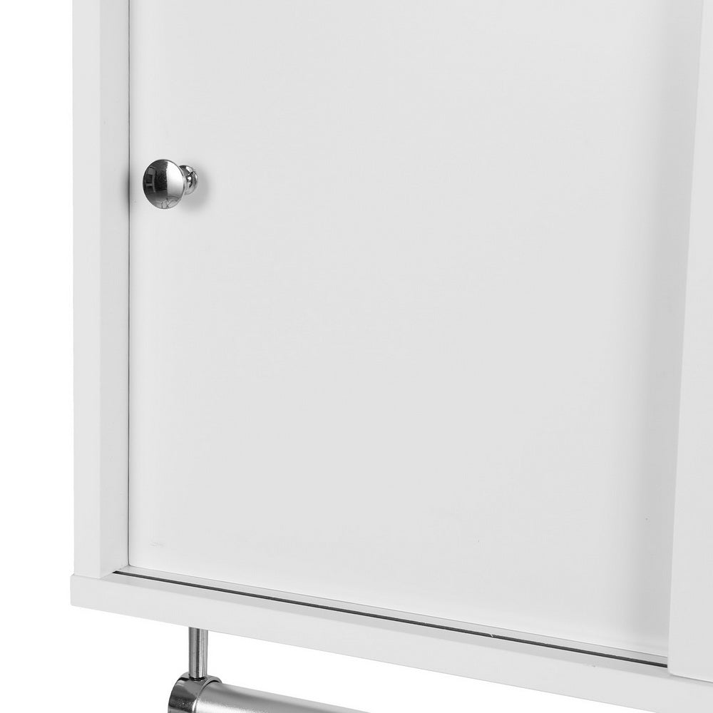 Bathroom Storage Cabinet Wall Mounted Cupboard Vanity Medicine Organiser in white with chrome door knob and towel rail below