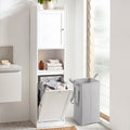 Tall Bathroom Storage Cabinet with Tilt-Out Laundry Hamper 170cm - White