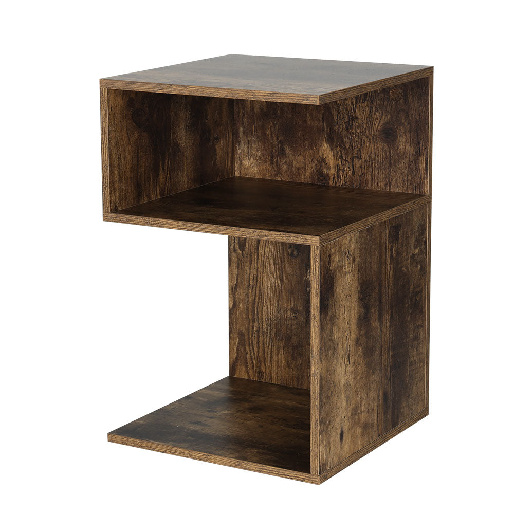 Artistic Bedside Table - Rust Oak with open shelving, rustic finish, and modern design for bedroom furniture by Bedzy