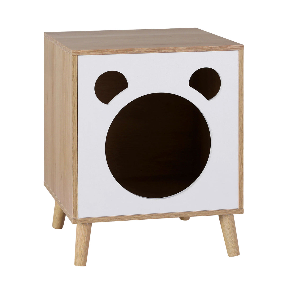 Cat Nest Bedside Table with Solid Wood Legs