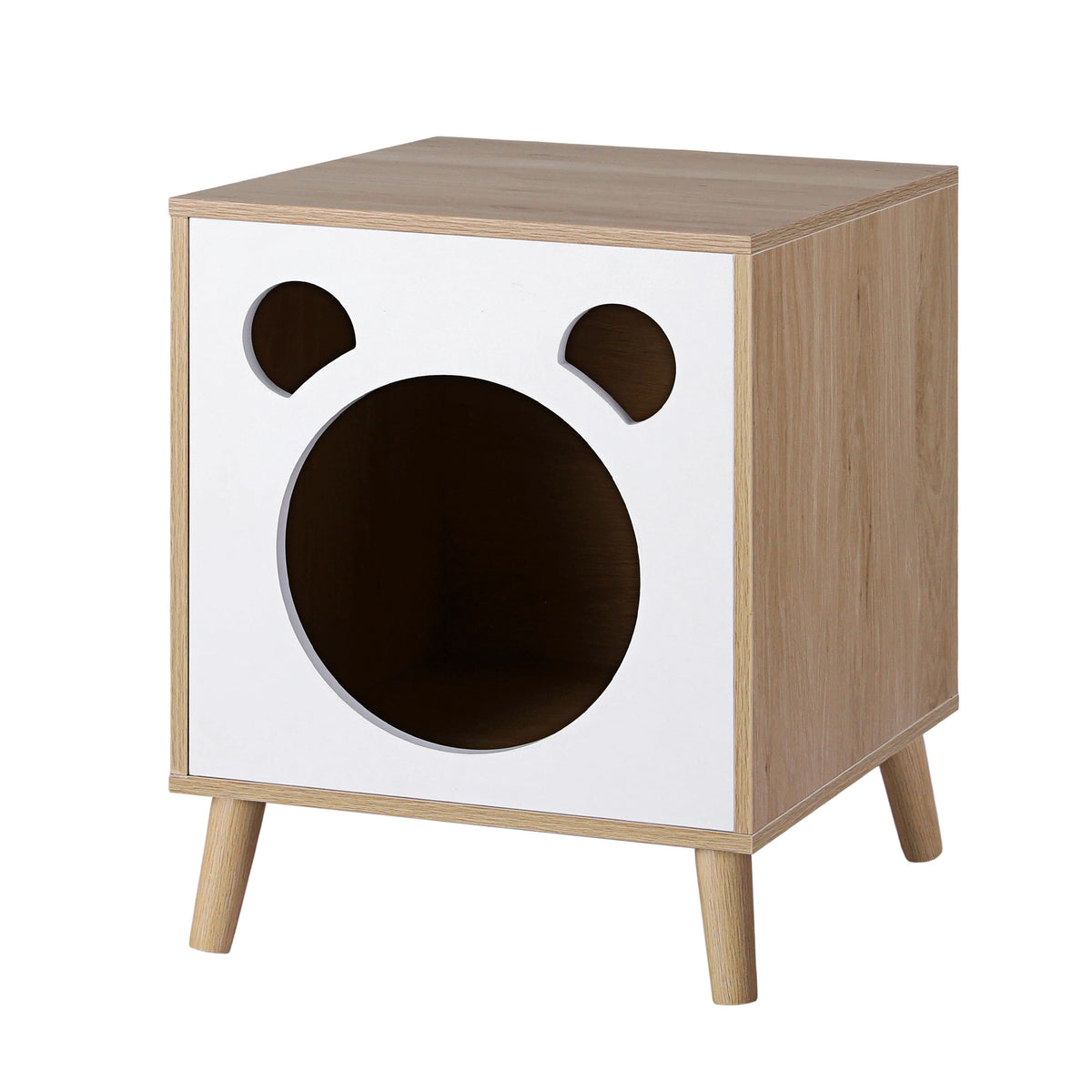 Cat Nest Bedside Table with Solid Wood Legs