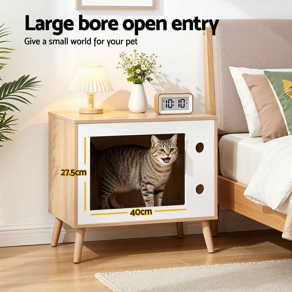 Cat Nest Bedside Table 60cm Solid Wood