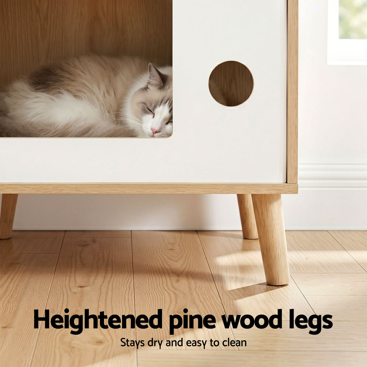 Cat Nest Bedside Table 60cm Solid Wood