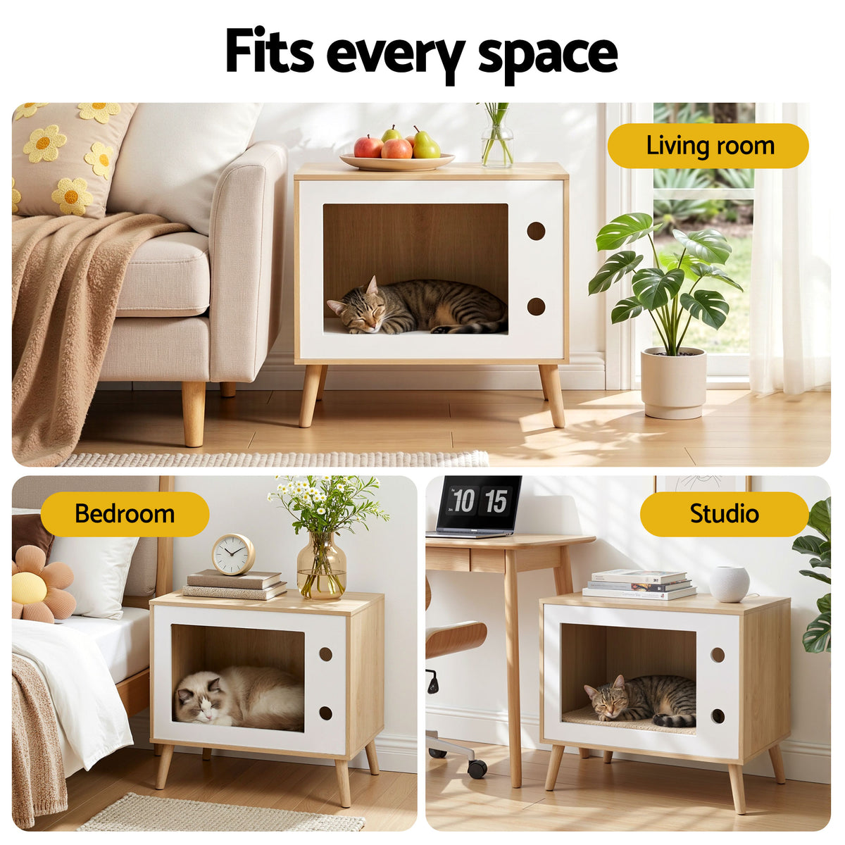 Cat Nest Bedside Table 60cm Solid Wood