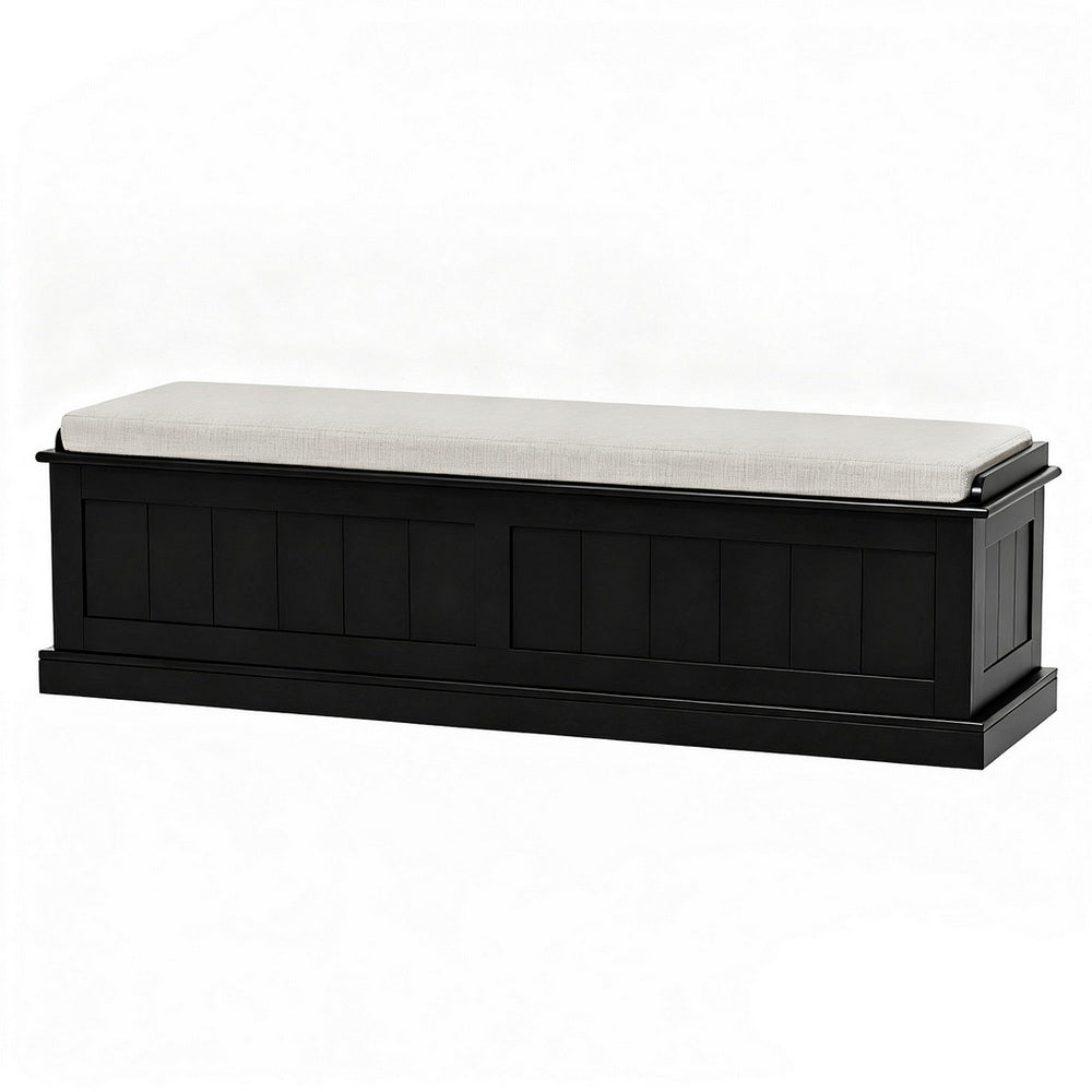 Storage Ottoman Blanket Box 140cm Fluted Black