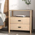 Modern Bedside Table Nightstand with 2 Drawers - Pine