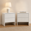 2x Bedside Table 2 Drawers - Beige