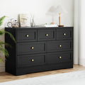 7-Drawer Chest of Drawers with Metal Handles - Black