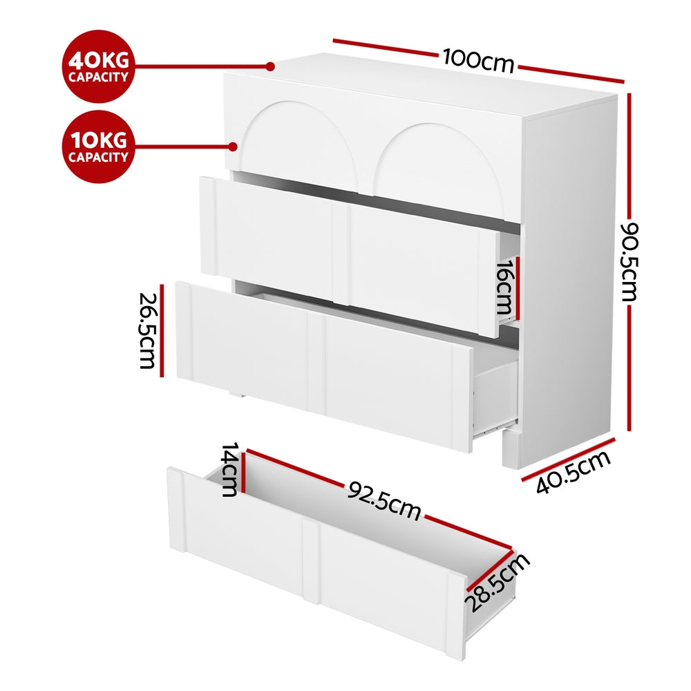 3 Chest of Drawers Lowboy Dresser Cabinet White