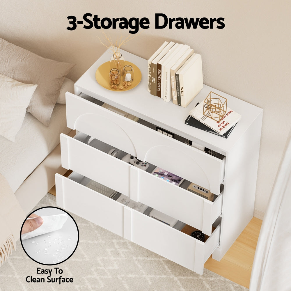 3 Chest of Drawers Lowboy Dresser Cabinet White
