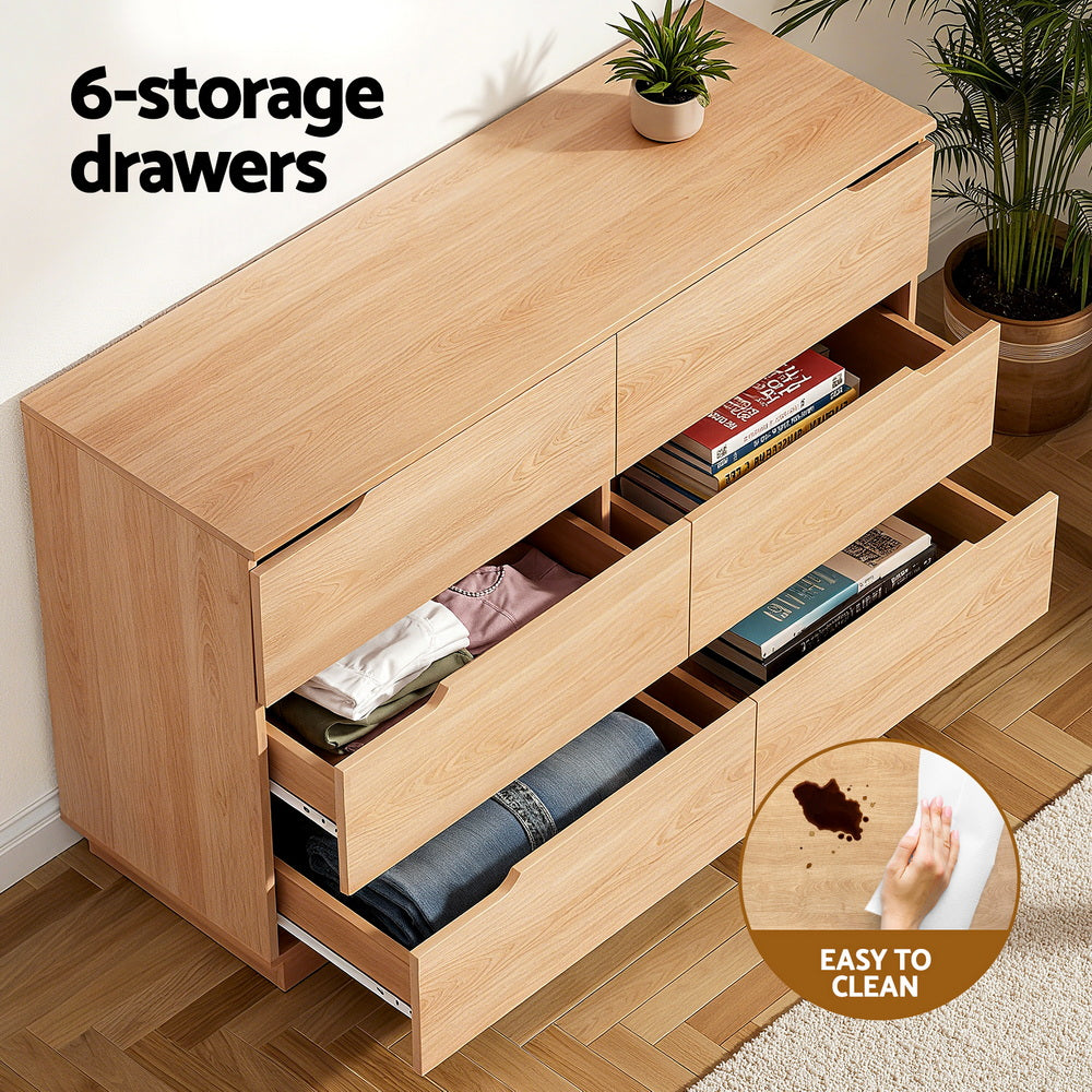 6 Chest of Drawers Dresser Table Pine