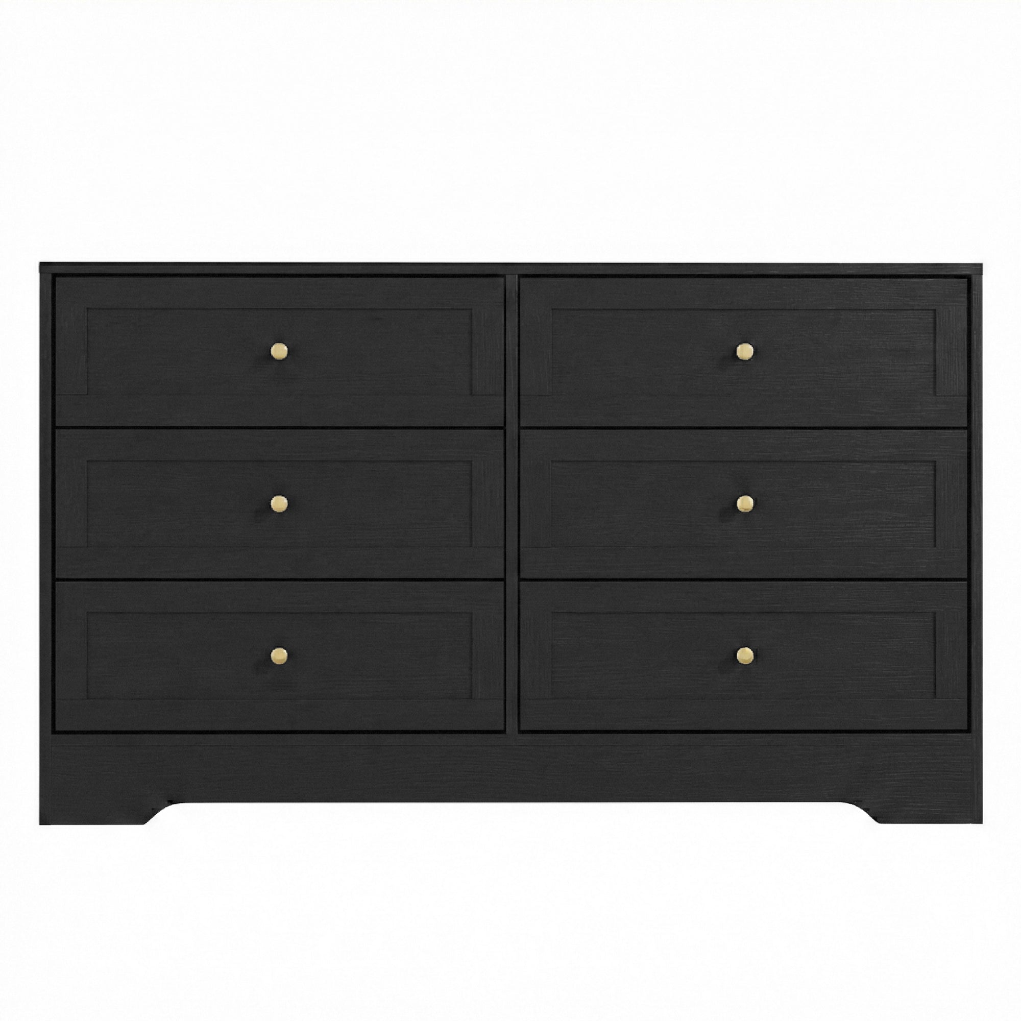 6 Drawer Tallboy Chest of Drawers Cabinet - Black