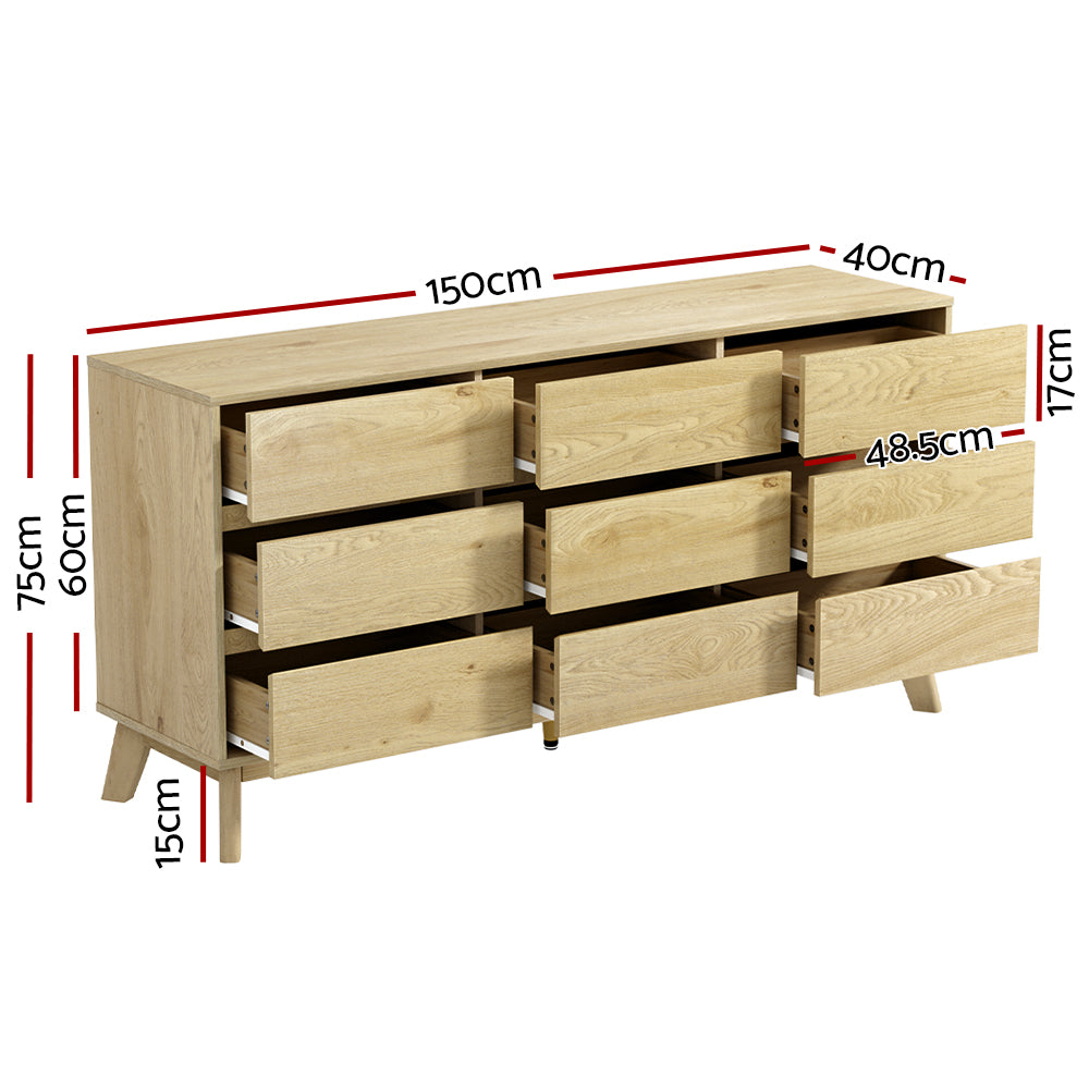 9 Drawer Lowboy Cabinet - Pine