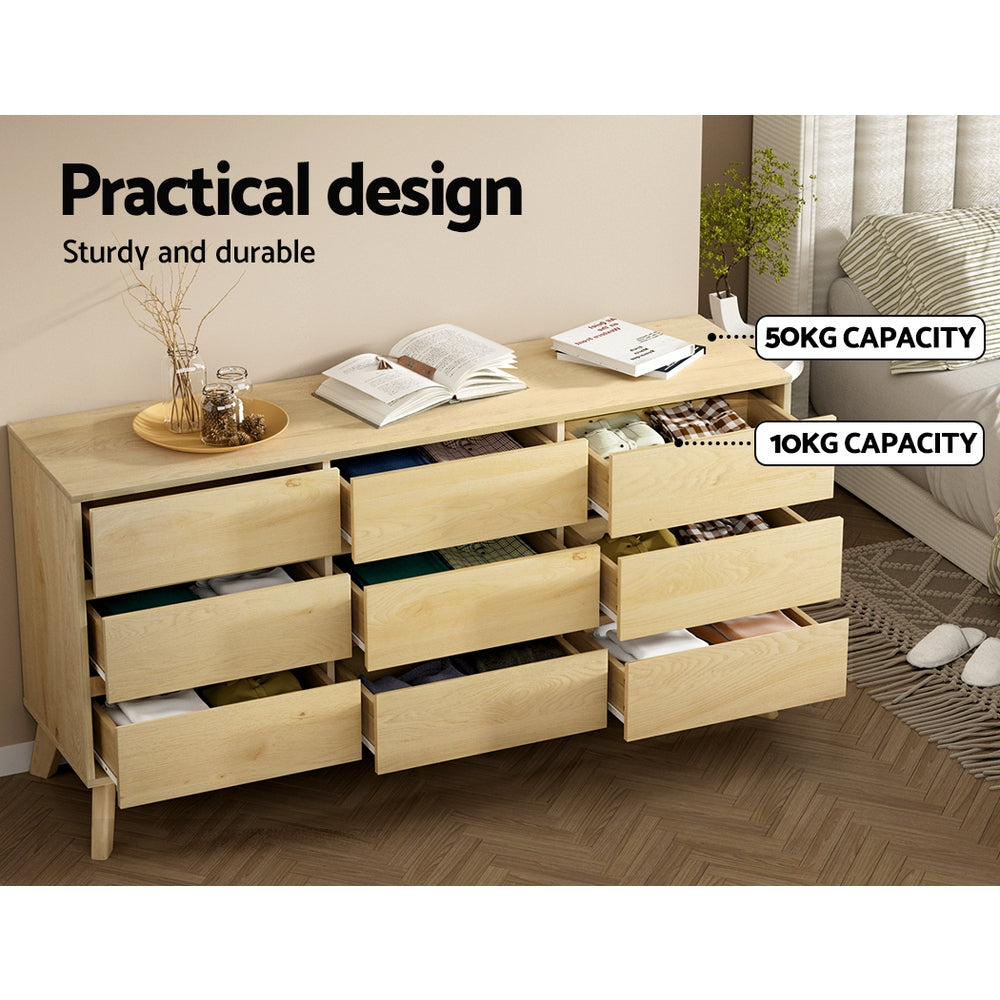 9 Drawer Lowboy Cabinet - Pine