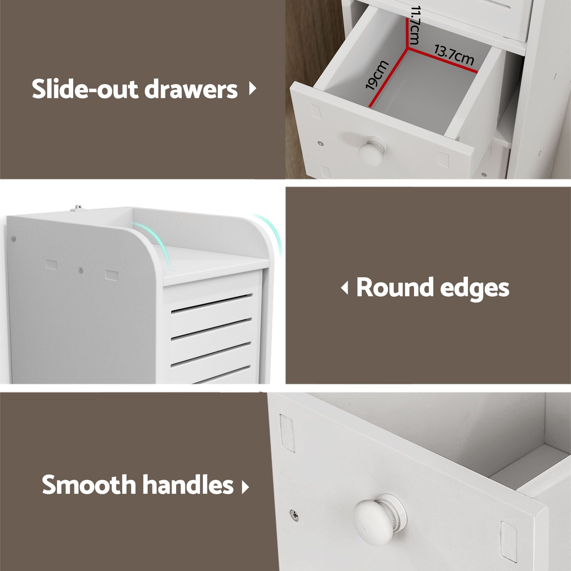 2X Bathroom Toilet Storage Cabinet Laundry Tallboy Cupboard