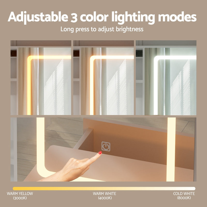 Dressing Table Vanity Desk Set Stool Led White-5