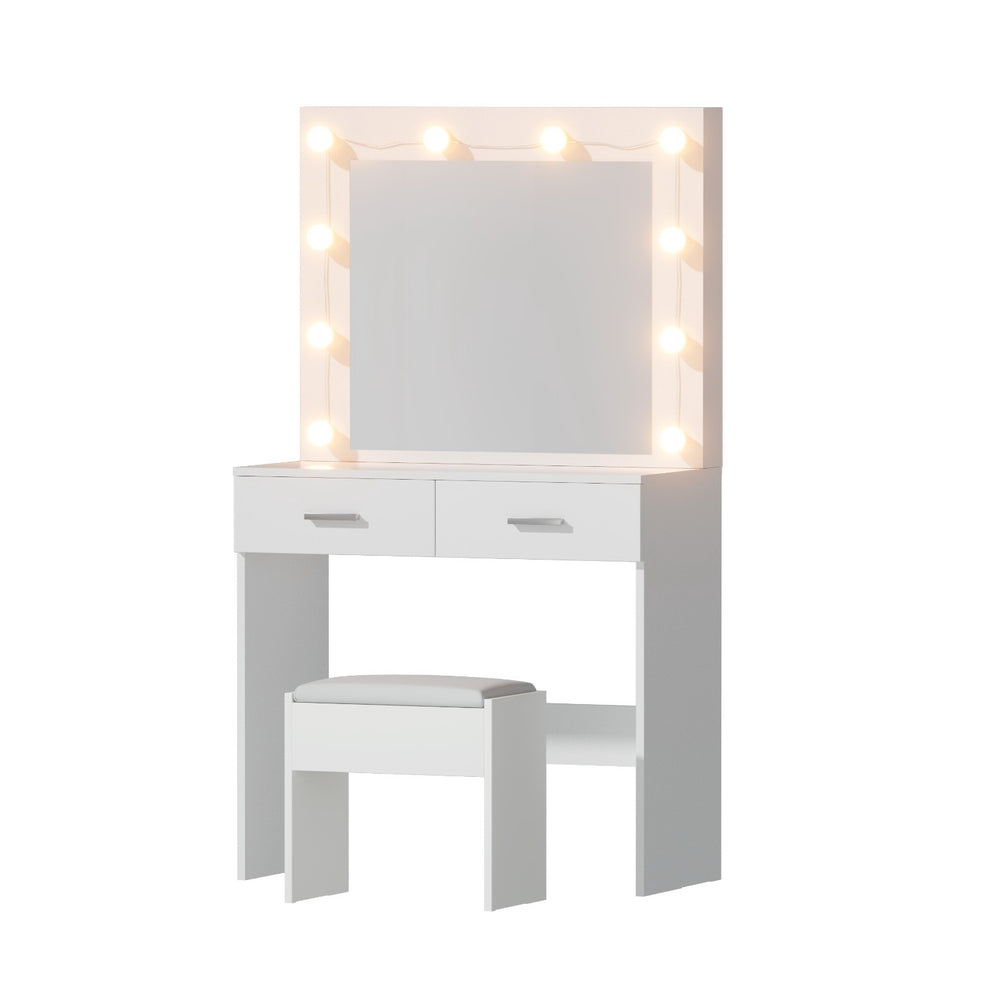 Dressing Table Vanity Desk Set Stool 10 Led Bulbs White