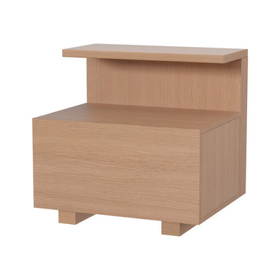 Contemporary Bedside Table with Shelf & Drawer - Pine with clean lines and natural wood finish for bedroom furniture