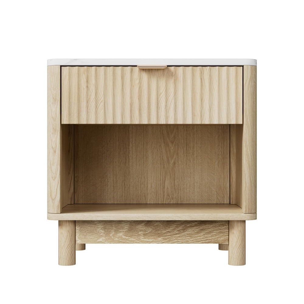 2X Bedside Table Nightstand 1 Drawer Shelves Pine