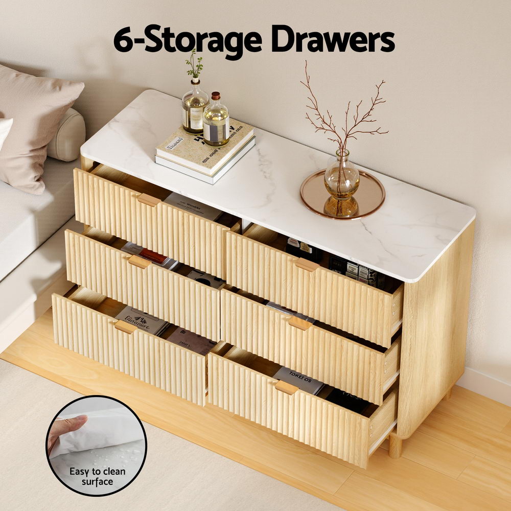 6 Chest of Drawers Dresser Table Pine