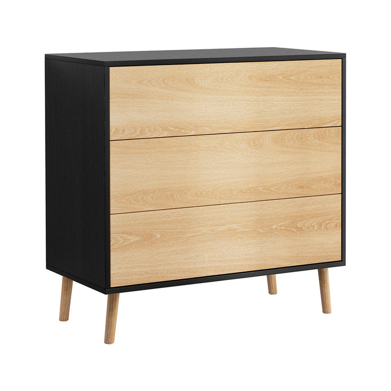 3 Chest of Drawers Dresser Table Black&Pine-1