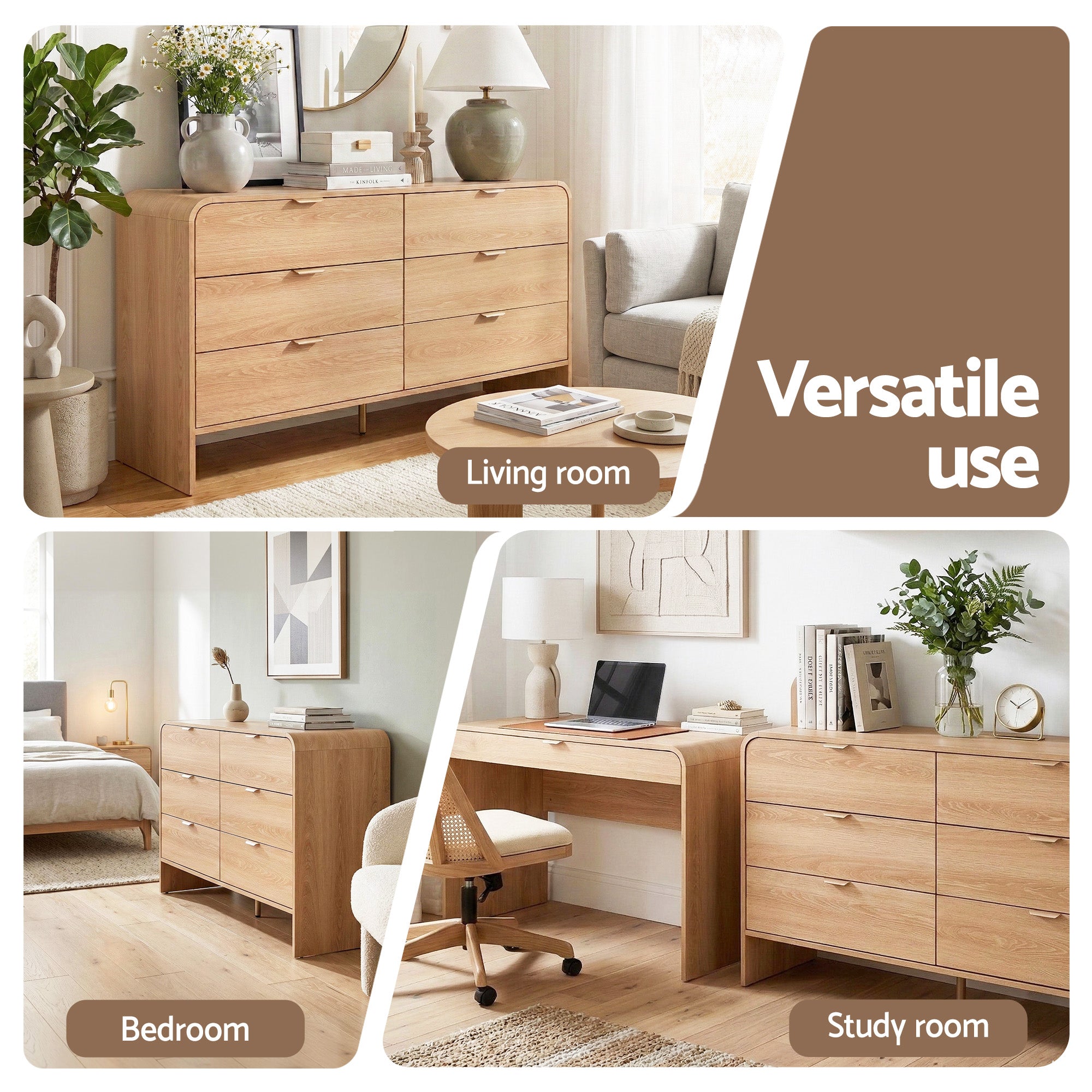 6 Drawer Chest of Drawers Dresser Cabinet - Pine