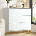 White 3-Drawer Chest of Drawers – Carved Pattern Tallboy