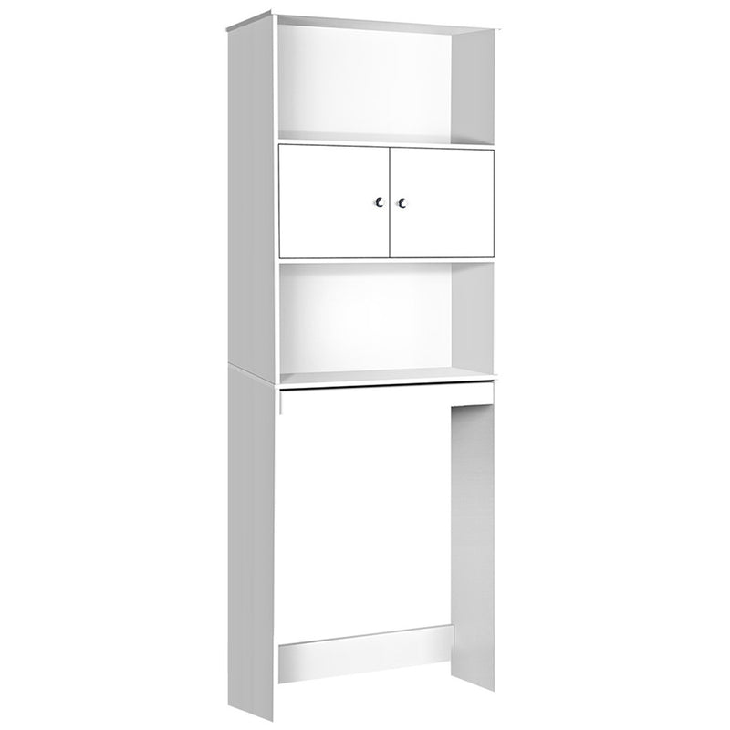 White Bathroom Cabinet Over the Toilet Storage Shelf with open and closed shelving for bathroom organization