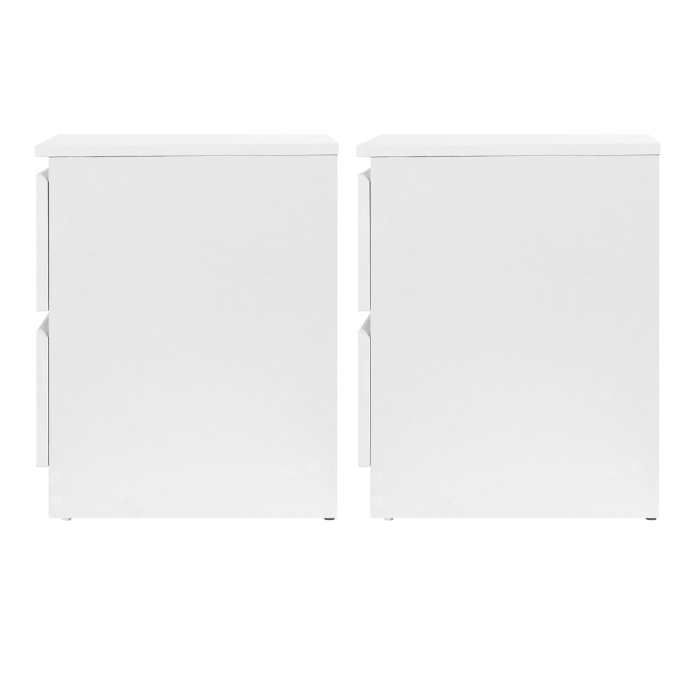 2x Bedside Table 2 Drawers - PEPE White twin pack with smooth front drawers and minimalist modern design shown on white background