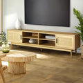 TV Cabinet Entertainment Unit Storage Cabinets Rattan Wooden 180CM