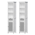 Bathroom Storage Cabinet x2 with Rattan Doors 161cm - White