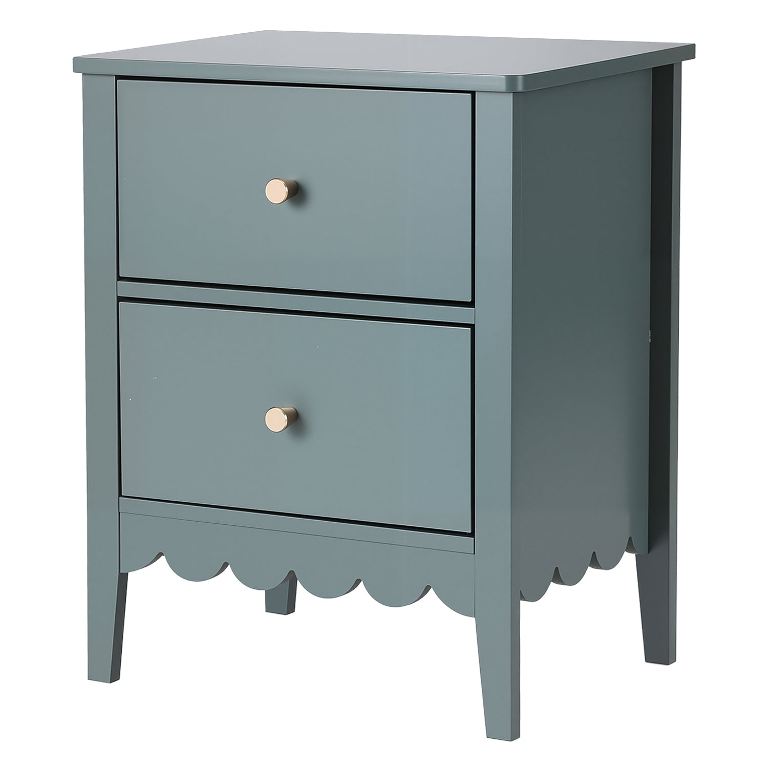 Bedside Table 2 Drawers Bedroom Storage Nightstand Green