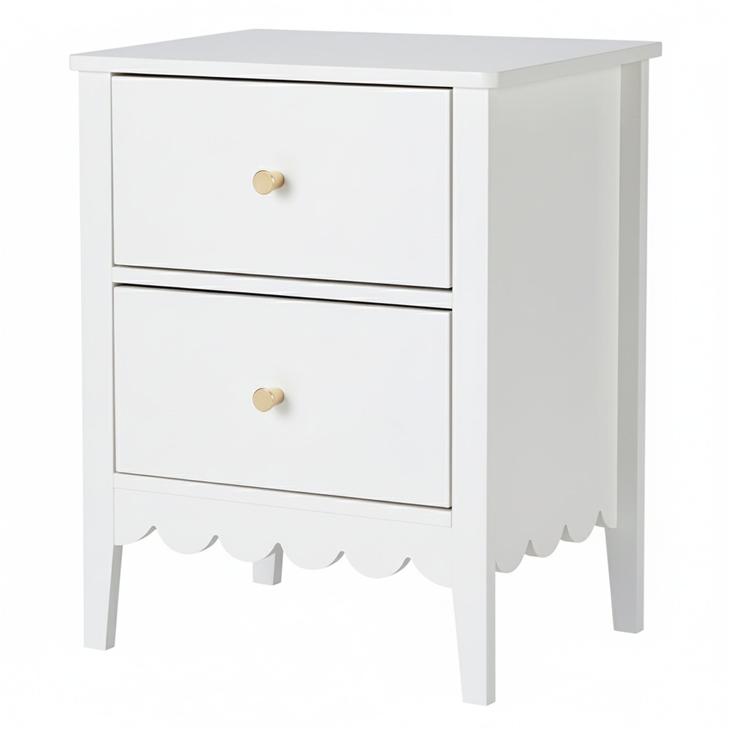 Bedside Table 2 Drawers Bedroom Storage Nightstand White