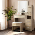 Dressing Table Mirror Stool Set Vanity Makeup Desk Organiser Drawer Oak