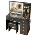 Dressing Table LED Vanity Desk Set Stool Black